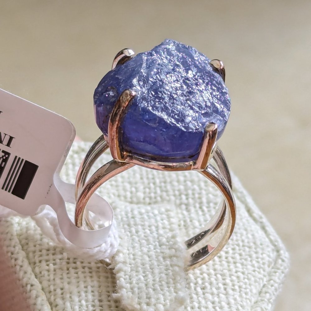 NWT Gorgeous Raw Tanzanite Sterling Silver Ring